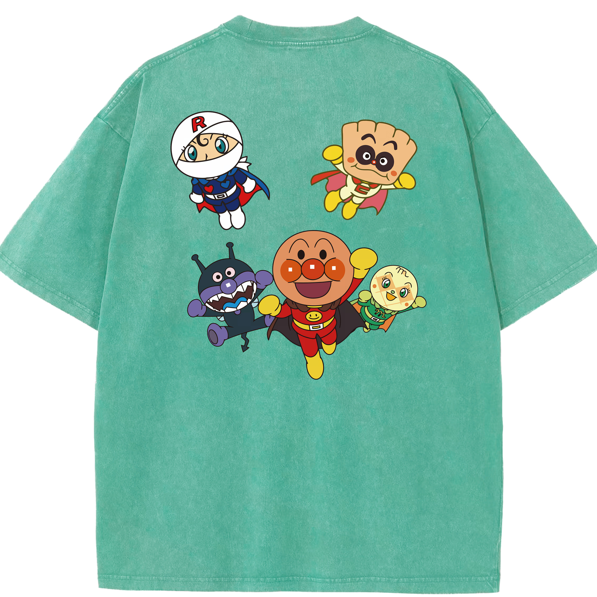 （画像用） アンパンマン Anpanman 綿100% ヴィンテージ風 半袖Tシャツ（背面プリント）